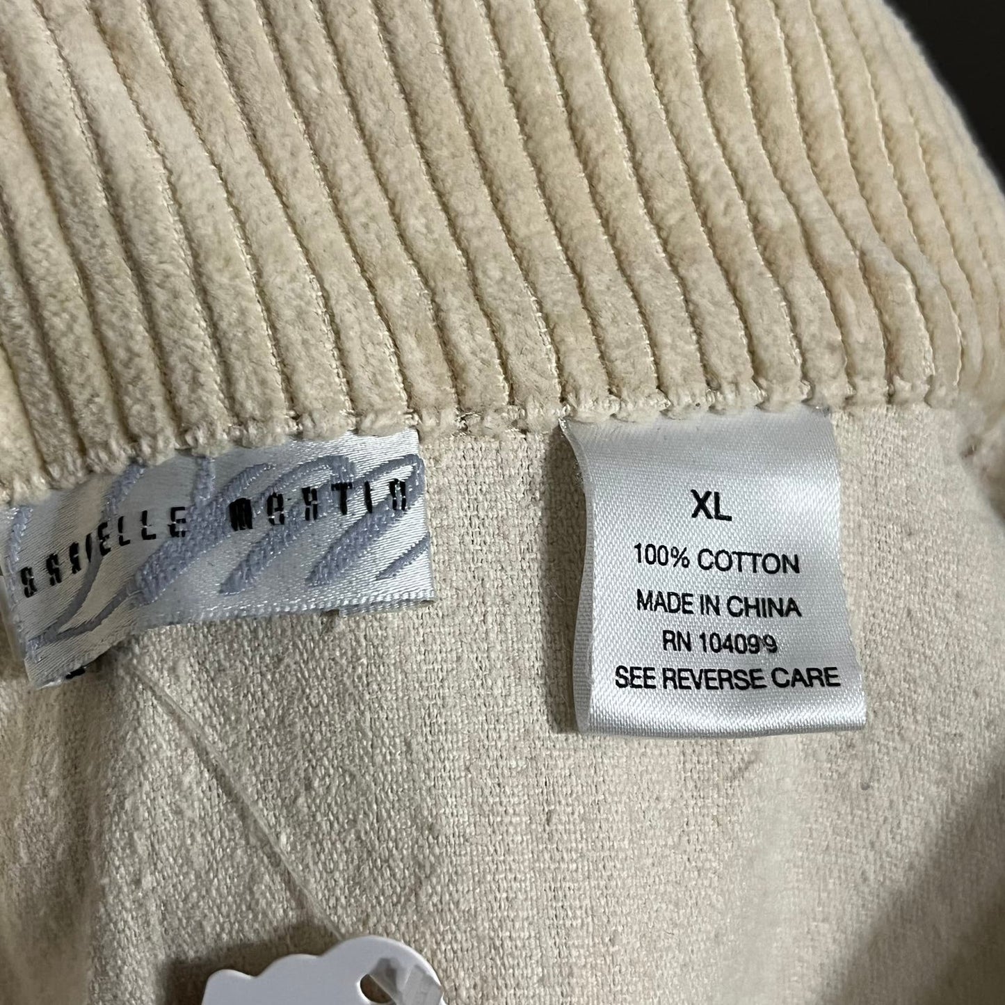Danielle Martin Cream Corduroy 100% Cotton Jacket Sz-XL
