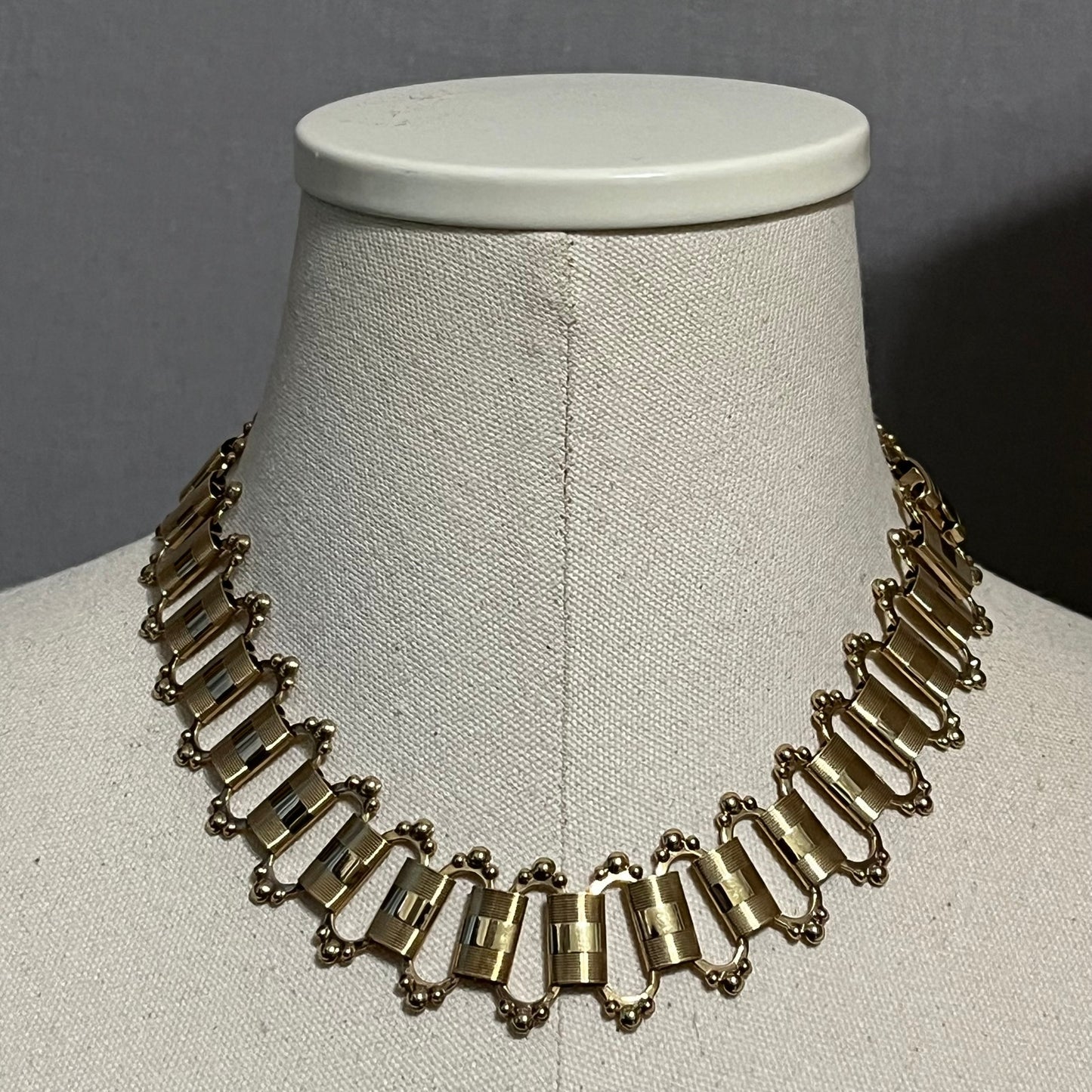 Vintage Victorian Book Chain Gold Tone Statement Necklace