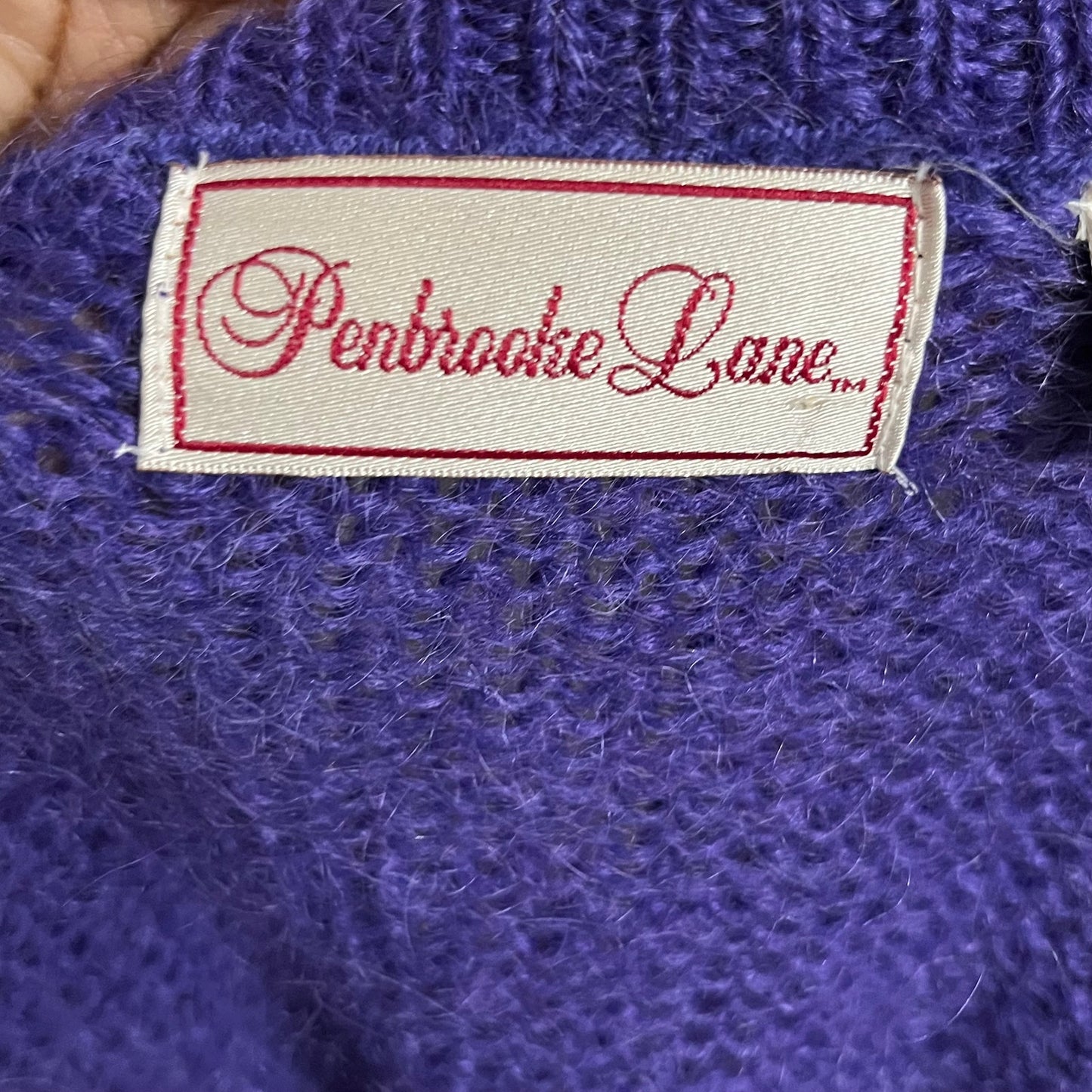 Vintage Penbrooke Lane Deep Purple Mohair Button Cardigan Sz-Medium