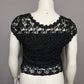 Vintage Black Floral Rosettes Knit Top Sz-Medium