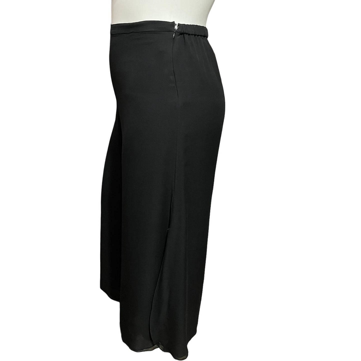 St. John Evening 100% Silk Chiffon High Slit Flare Wide Leg Dress Pants Sz-14