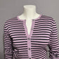 Karen Kane Lavender Striped Cotton Blend Knit Button Front Cardigan Sz-Medium