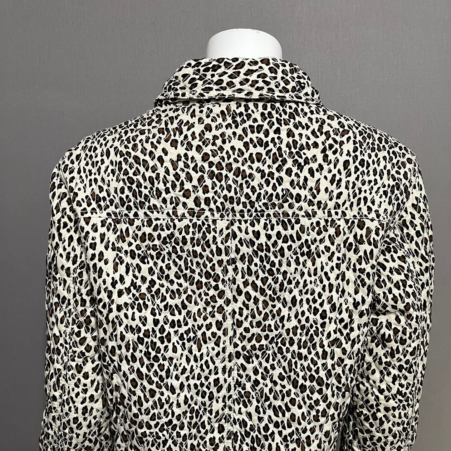 Coldwater Creek Cheetah Print Cotton Quilted Bomber Jacket Sz-Small (petite)