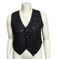 Vintage Sweet Sue Black Allover Sequin Beaded 100% Silk Vest Sz-Medium