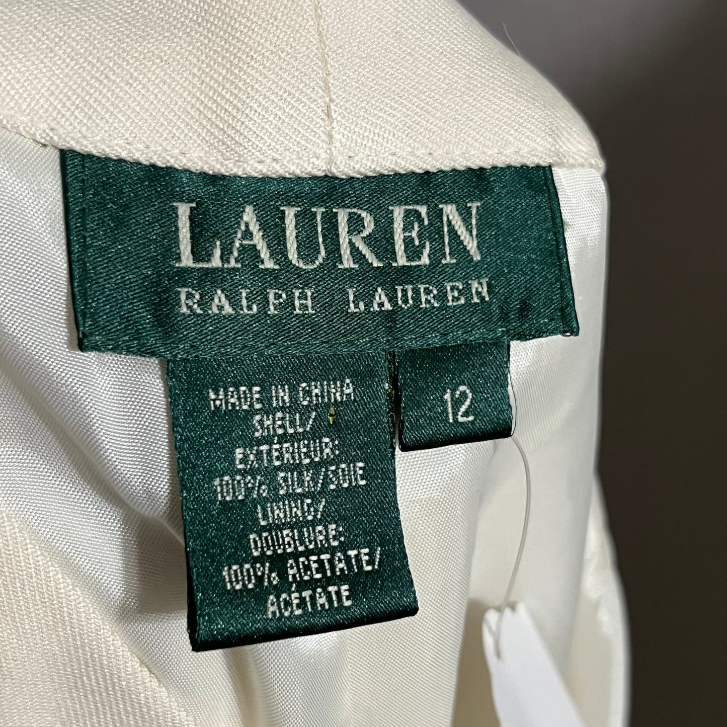 Lauren Ralph Lauren Cream 100% Silk Wide Leg Trousers Sz-12