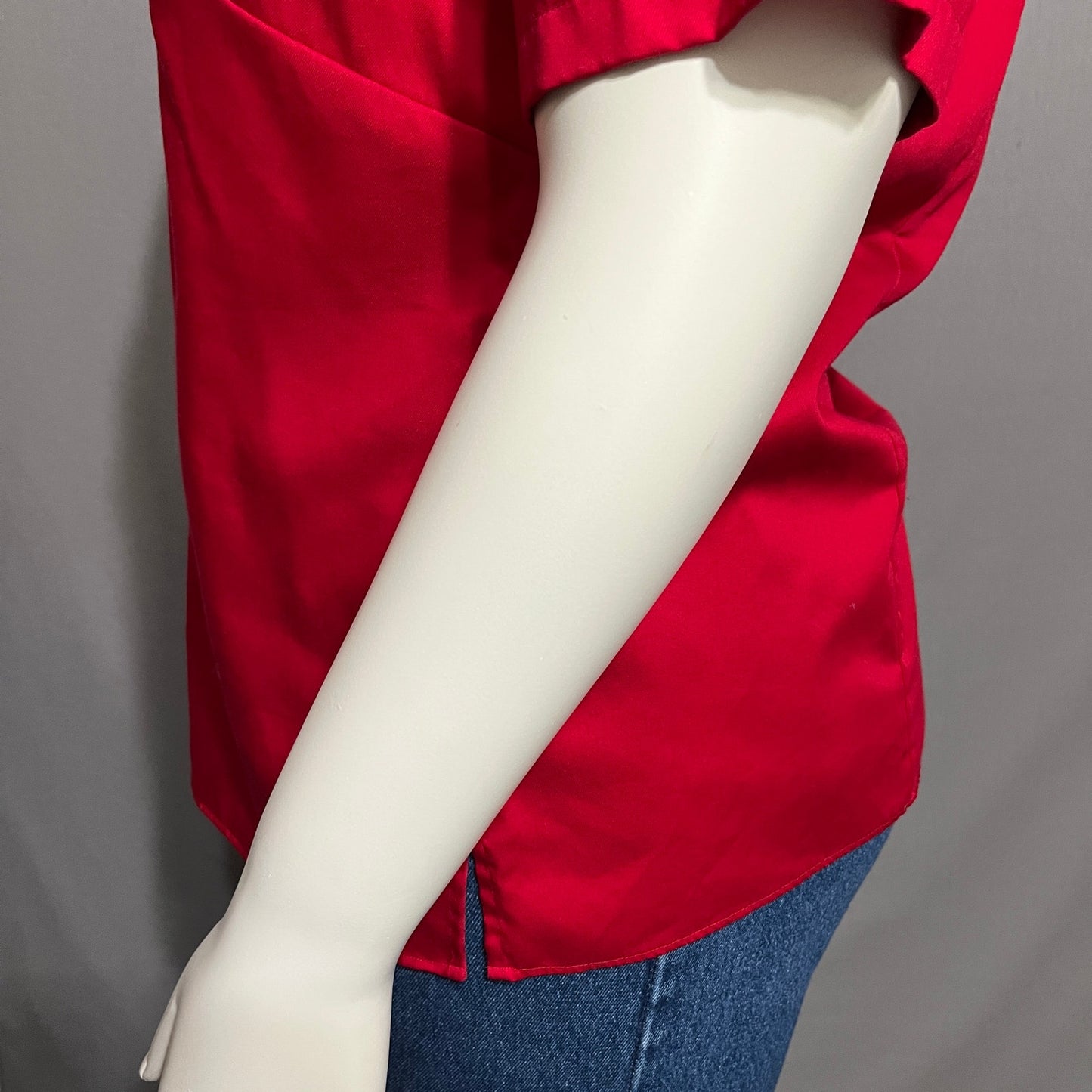 Lands End Cherry Red Cotton Womens Button Front Shirt Sz-Xl