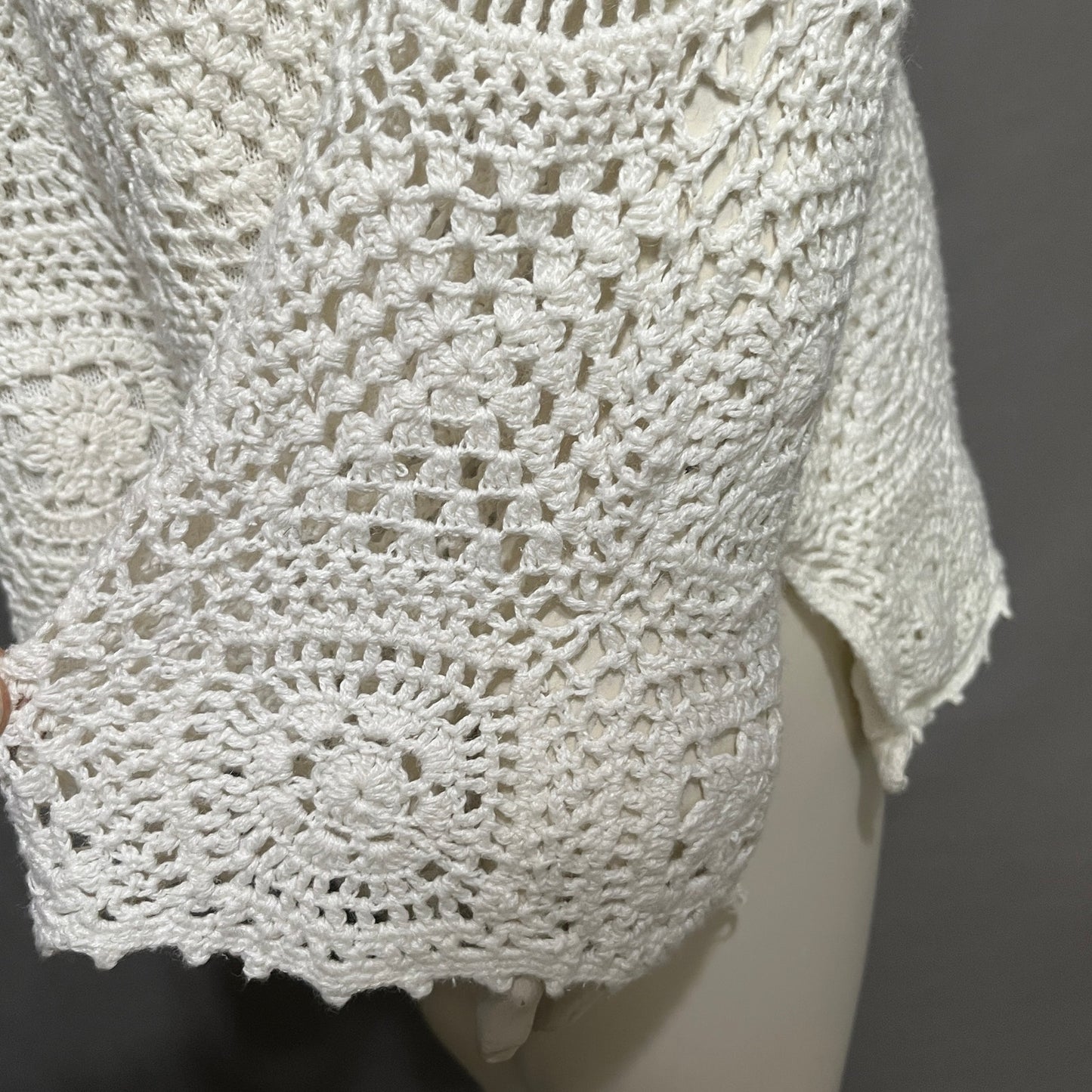 JL Studio Crochet Womens Cotton Boho Flared Sleeve Sweater Sz-Xtra Large