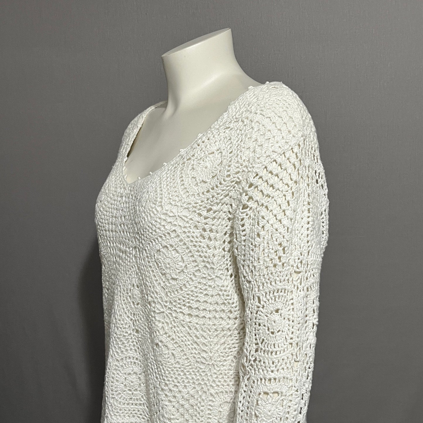 JL Studio Crochet Womens Cotton Boho Flared Sleeve Sweater Sz-Xtra Large