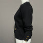 Talbots Black 100% Merino Wool Gold Button Front Cardigan Sz-Small