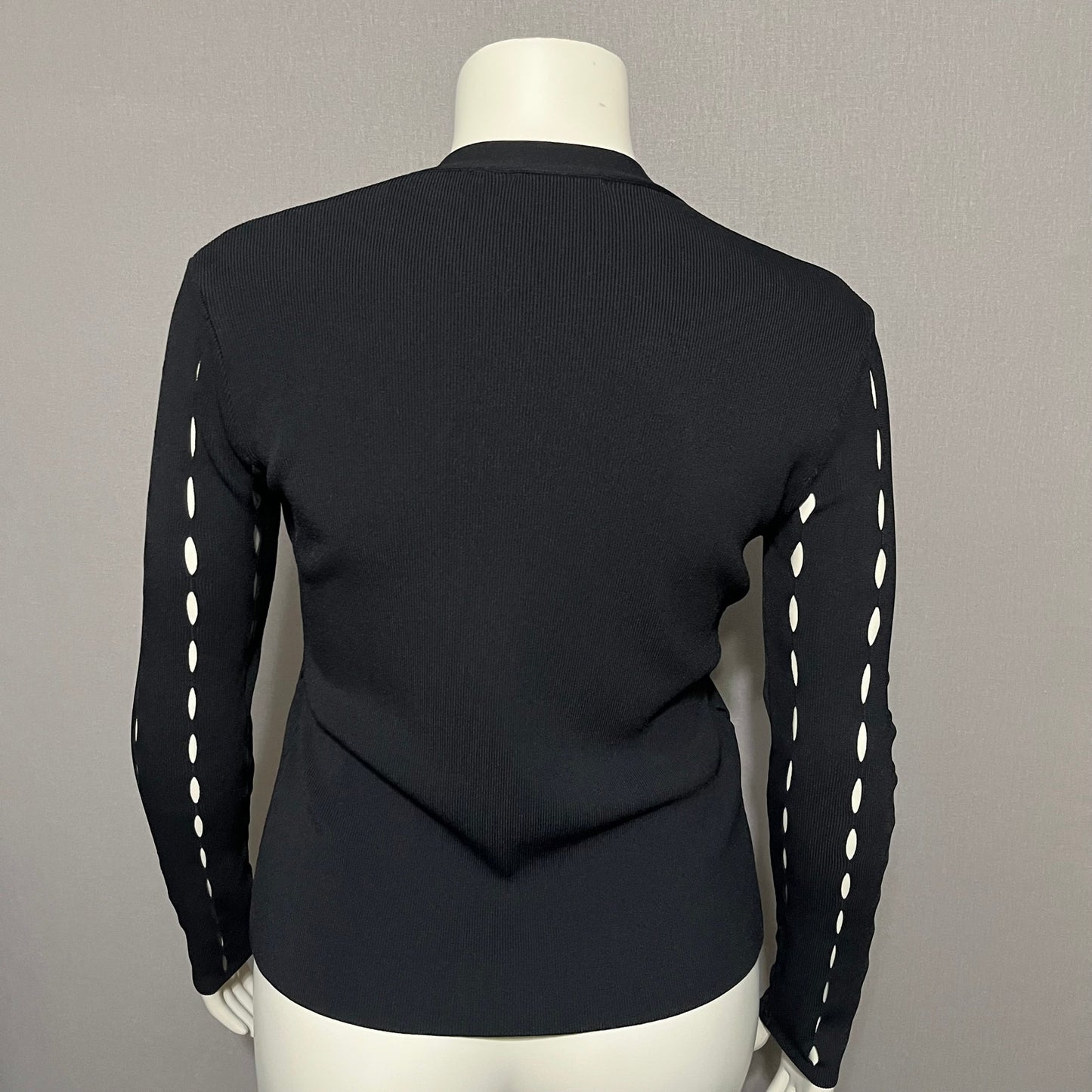 Cyrus Black Cutout Sleeve Bow Tie Cardigan Sweater Sz-Medium