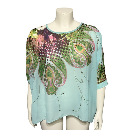 Sheer Artsy Tropical Pullover Blouse Sz- Medium/Large