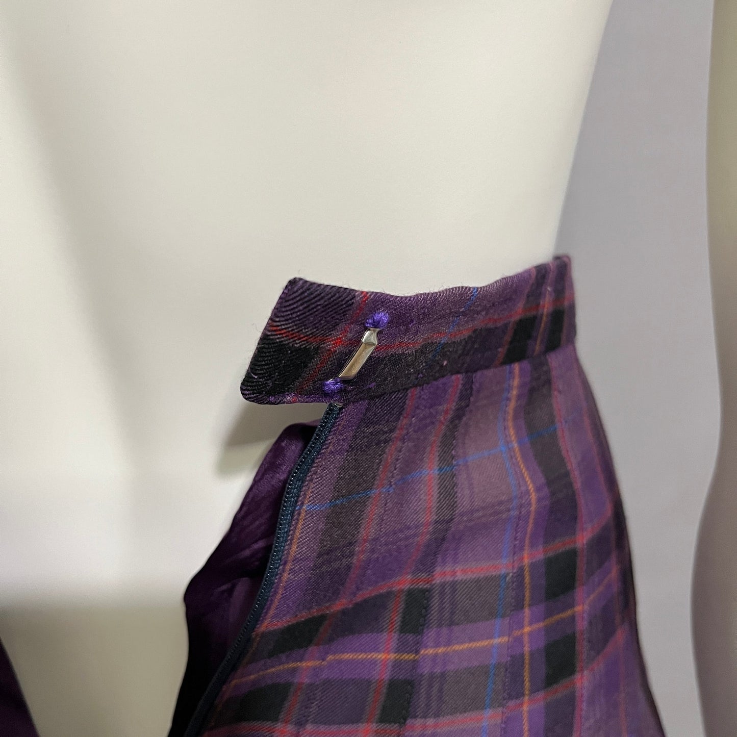 Vintage Women’s Plaid Purple Pleated Skirt Academia Sz-6/8