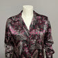 Notations Purple Satin Floral Print Long Sleeve Button Front Blouse Sz-Large