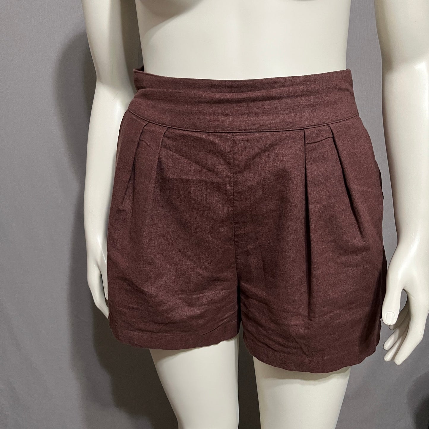 Abercrombie & Fitch Chocolate Flared Women’s Linen Cotton Shorts Sz-Medium