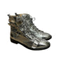 Schutz Silver Metallic Combat Ankle Boots Sz-8