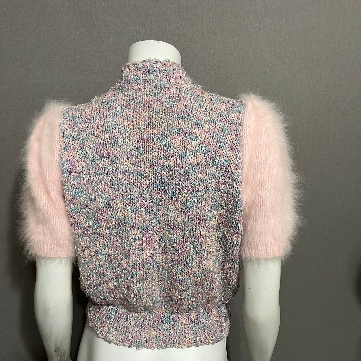 Handmade Pink & Blue Barbie Style Fluffy Sleeve Sweater Sz-Small