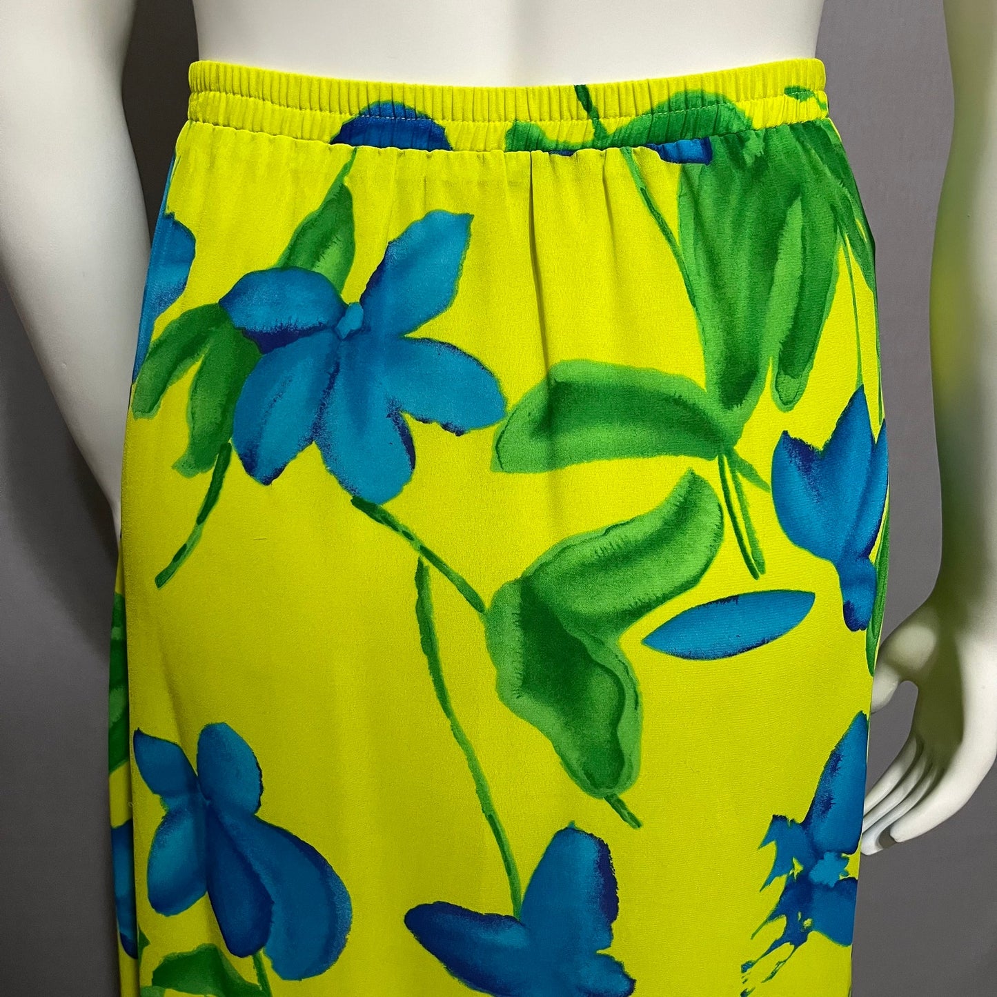 Outfit JPR Lime Green Blue Floral Summer Midi Skirt Sz-Medium