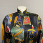 Vintage RARE Escada Military Print 100% Silk Art To Wear 100% Silk Blouse Sz-38