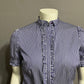 Thomas Pink Womens Purple 100% Cotton Striped Shirt Ruffle Short Sleeve  Sz-10