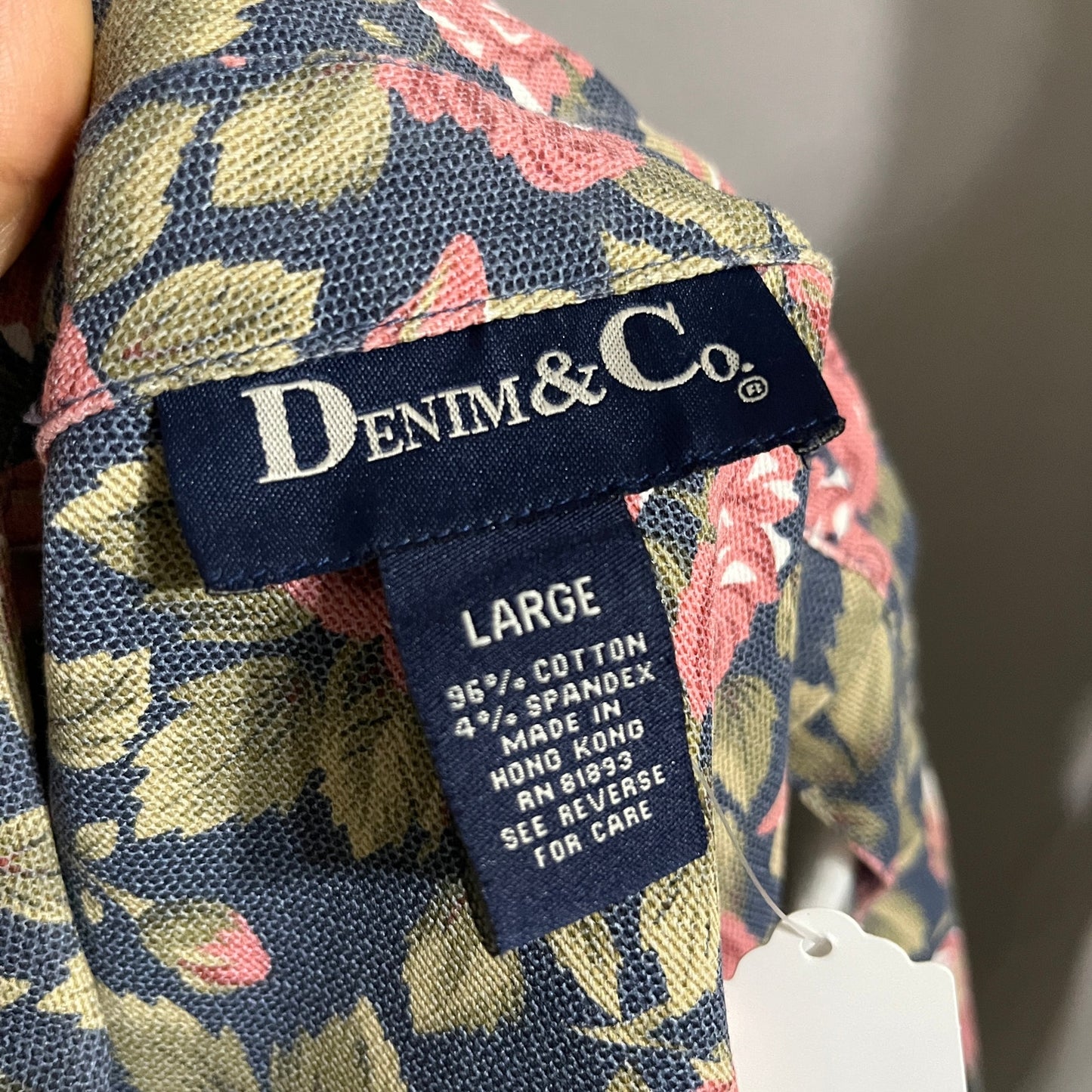 Denim & Co Women’s Floral Pink Denim Jacket Sz-Large