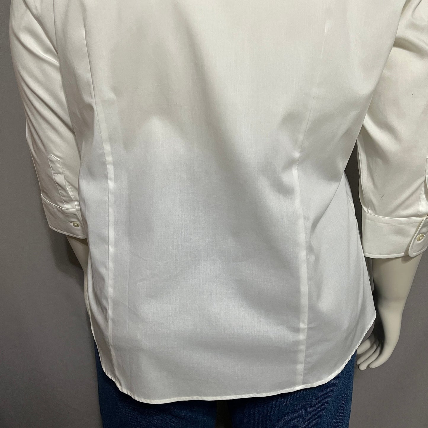 Lady Hathaway White Cotton Button Front Shirt 3/4 Sleeve Sz-XXL