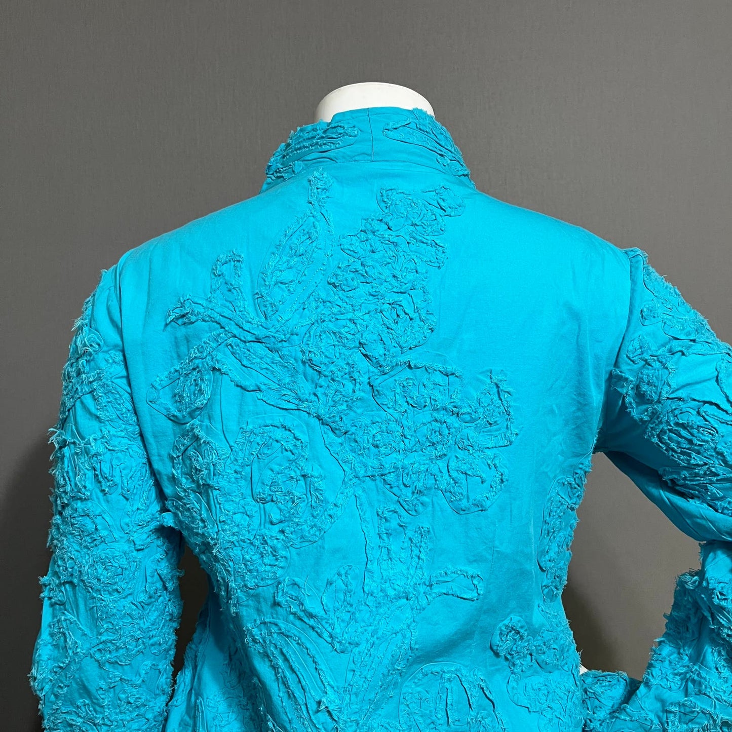 Casual Living Turquoise 100% Cotton Artsy Textured Lightweight Jacket Sz-1X