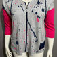 Angel Gray Paint Splatter With Pink Sleeve Zip Up Cardigan Sz-Medium