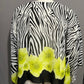 Diane Gilman Zebra Lime Floral Print Sheer Pullover Poncho Sz-XS-XL