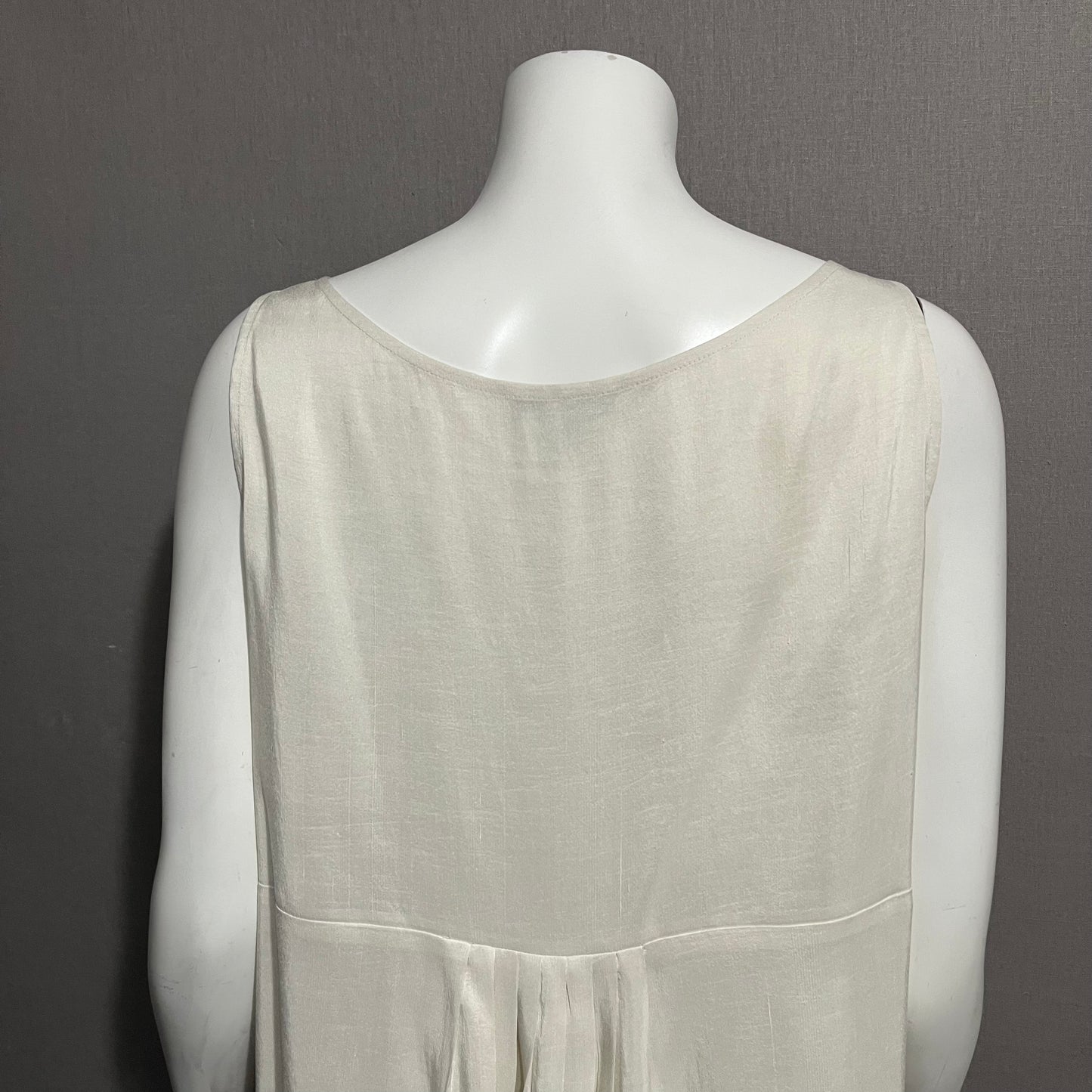 Eileen Fisher Ecru Silk Sleeveless Shell Tunic Top Sz-Large