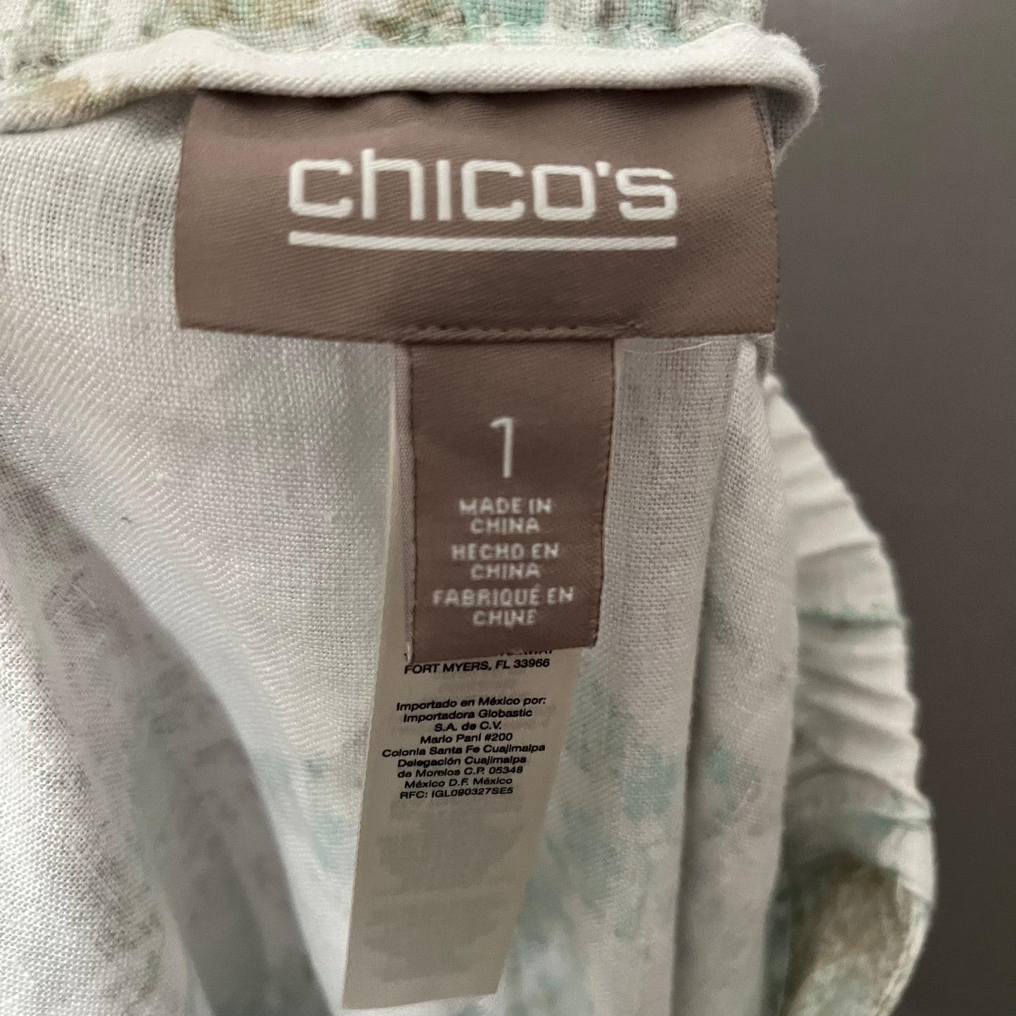 Chicos 100% Linen White/ Brown/ Paisley Pants Sz-1