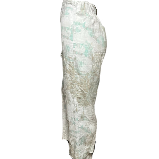 Chicos 100% Linen White/ Brown/ Paisley Pants Sz-1