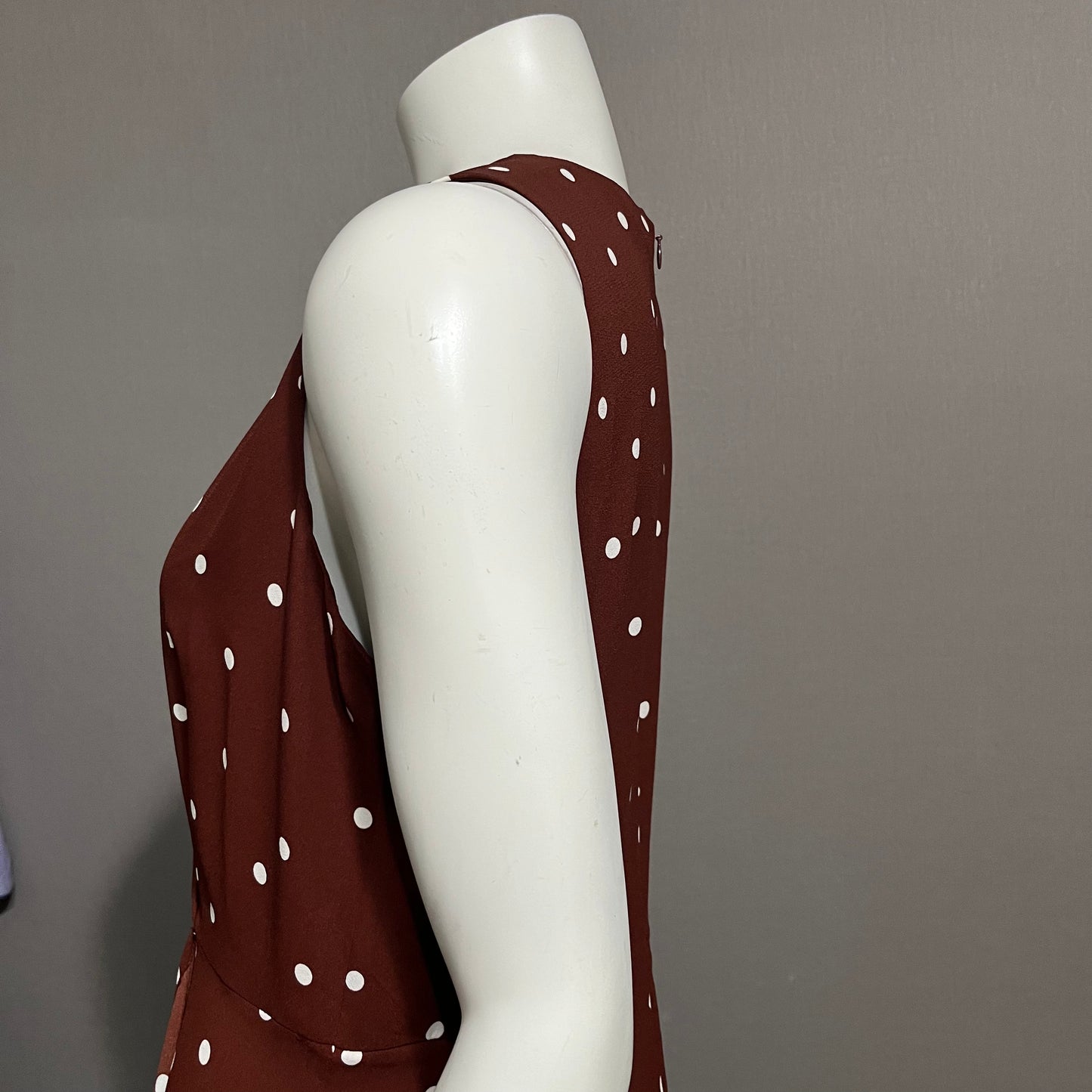 Ann Taylor Brown Polka Dot Dress Sz-8