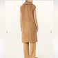 Marella Camel Wool Blend Sleeveless Oversized Coat Vest