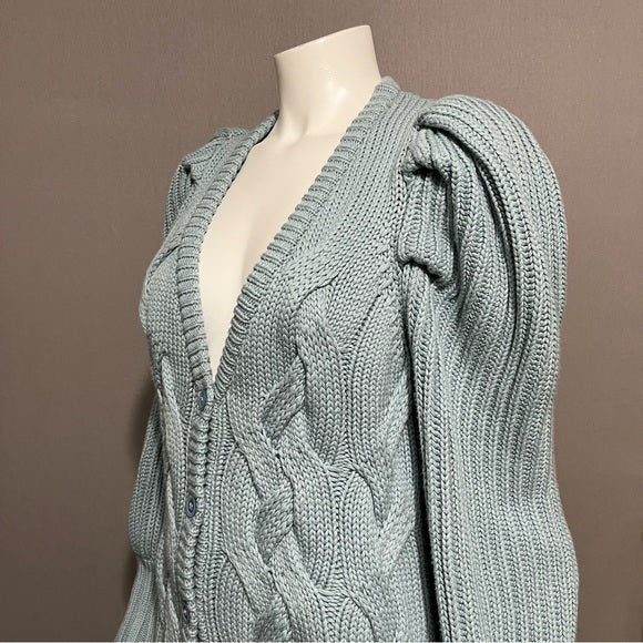 Ted Baker London Light Blue Chunky Cable Knit Oversized Cardigan Sz-0