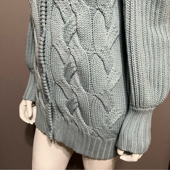 Ted Baker London Light Blue Chunky Cable Knit Oversized Cardigan Sz-0