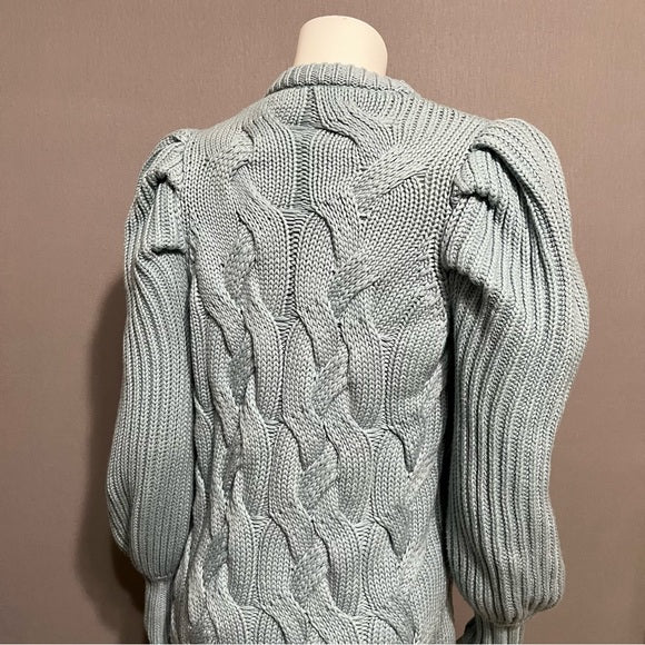 Ted Baker London Light Blue Chunky Cable Knit Oversized Cardigan Sz-0