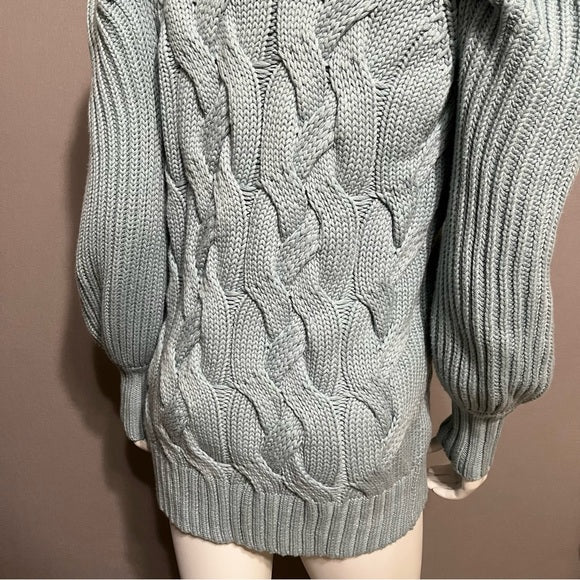 Ted Baker London Light Blue Chunky Cable Knit Oversized Cardigan Sz-0