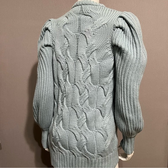 Ted Baker London Light Blue Chunky Cable Knit Oversized Cardigan Sz-0