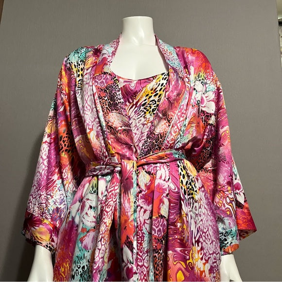 Cruz 2 Pc Floral Nightie & Robe Set Sz-Large