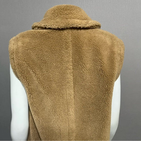 Marella Camel Wool Blend Sleeveless Oversized Coat Vest