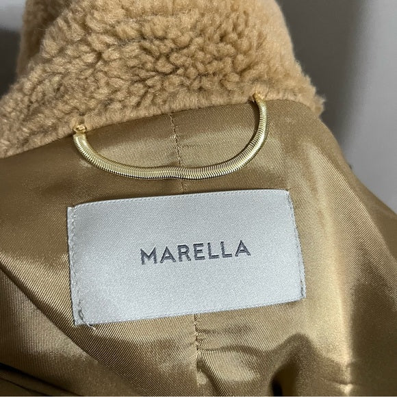 Marella Camel Wool Blend Sleeveless Oversized Coat Vest