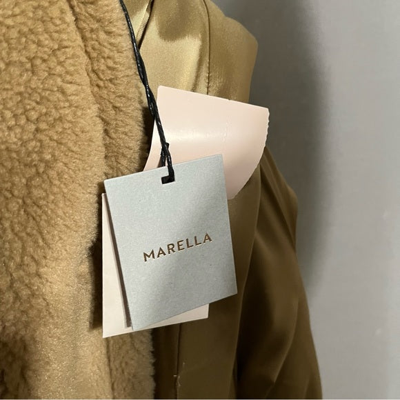 Marella Camel Wool Blend Sleeveless Oversized Coat Vest