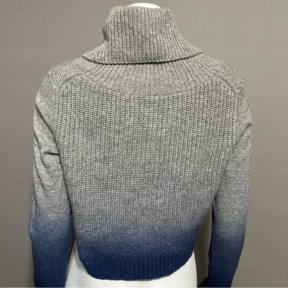 Elie Tahari Gray Cropped Turtleneck Sweater Sz-Medium