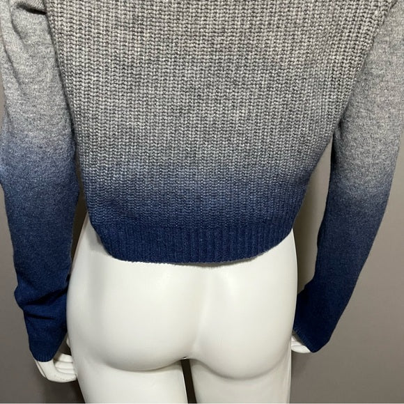 Elie Tahari Gray Cropped Turtleneck Sweater Sz-Medium