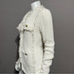 LINI Zoe Textured Knit Cream Fringe Trim Knit Jacket Sz-Small
