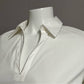 Lafayette 148 White Tunic Shirt With Silver Beaded Trim Sz-Small