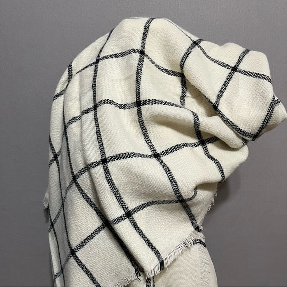 Portola Cream & Black Windowpane Blanket Scarf