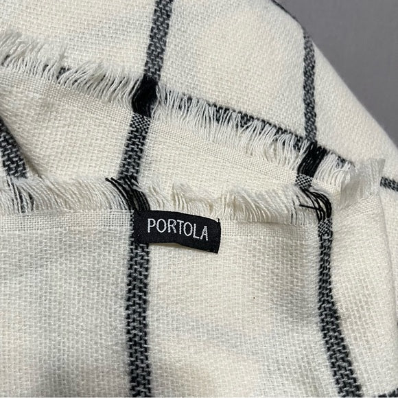 Portola Cream & Black Windowpane Blanket Scarf