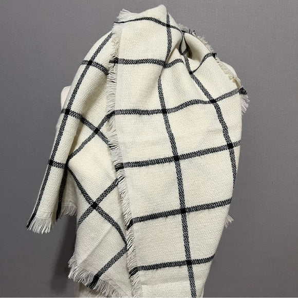 Portola Cream & Black Windowpane Blanket Scarf