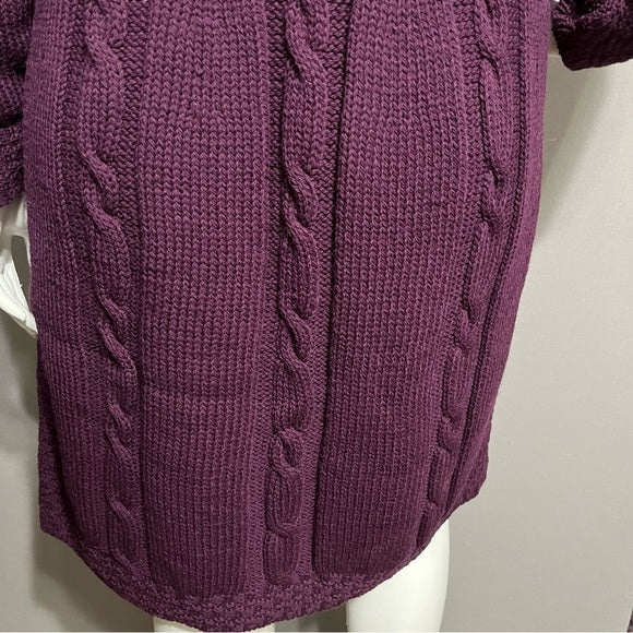 Aran crafts 100% Merino Wool Purple Longline Sweater Sz-XL